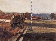 Wilhelm Trubner Landscape with Flagpole Sweden oil painting artist